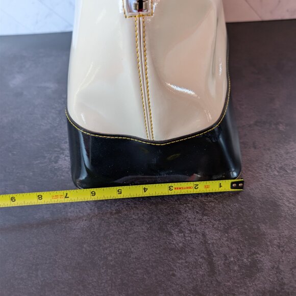 Dooney & Bourke Patent Leather Dome Satchel – Ivory & Black with Heart Charm - Picture 17 of 17